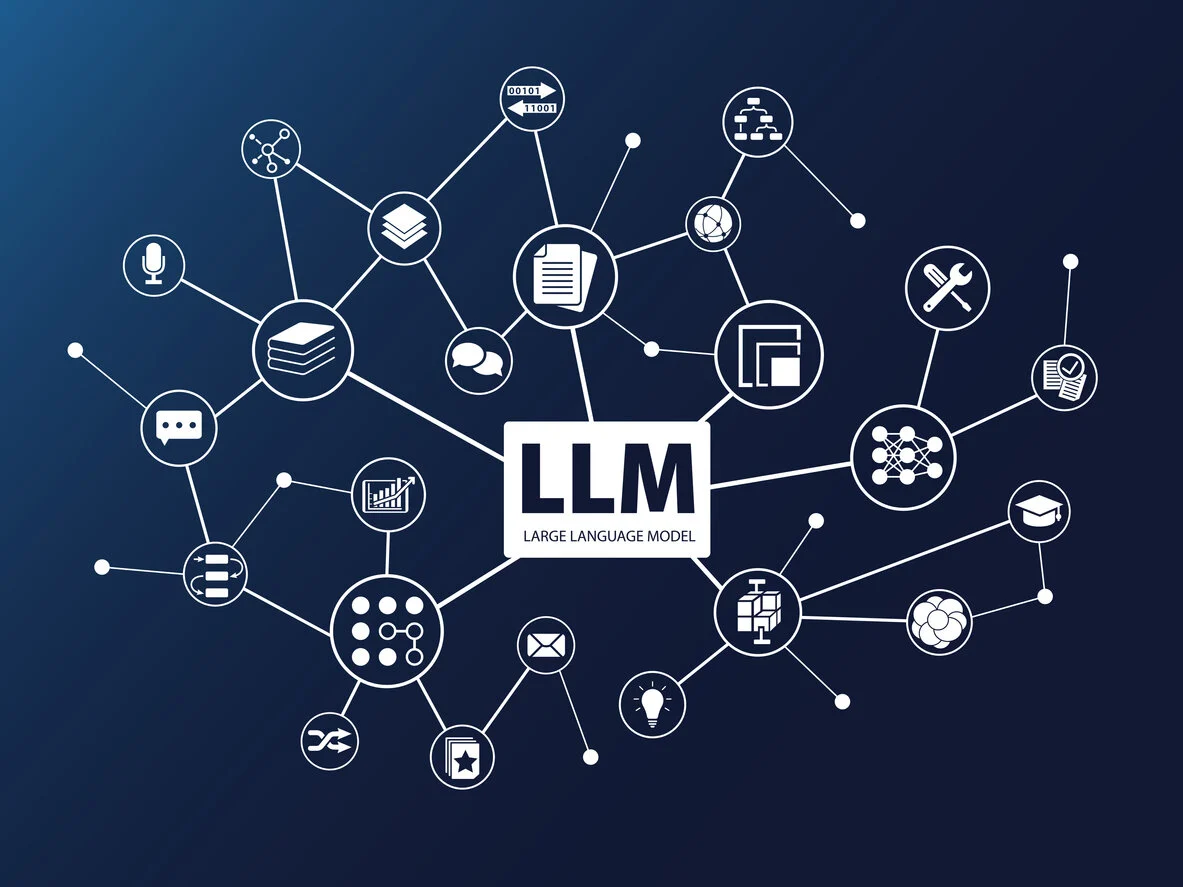 Illustration of LLM AI powering technology across industries