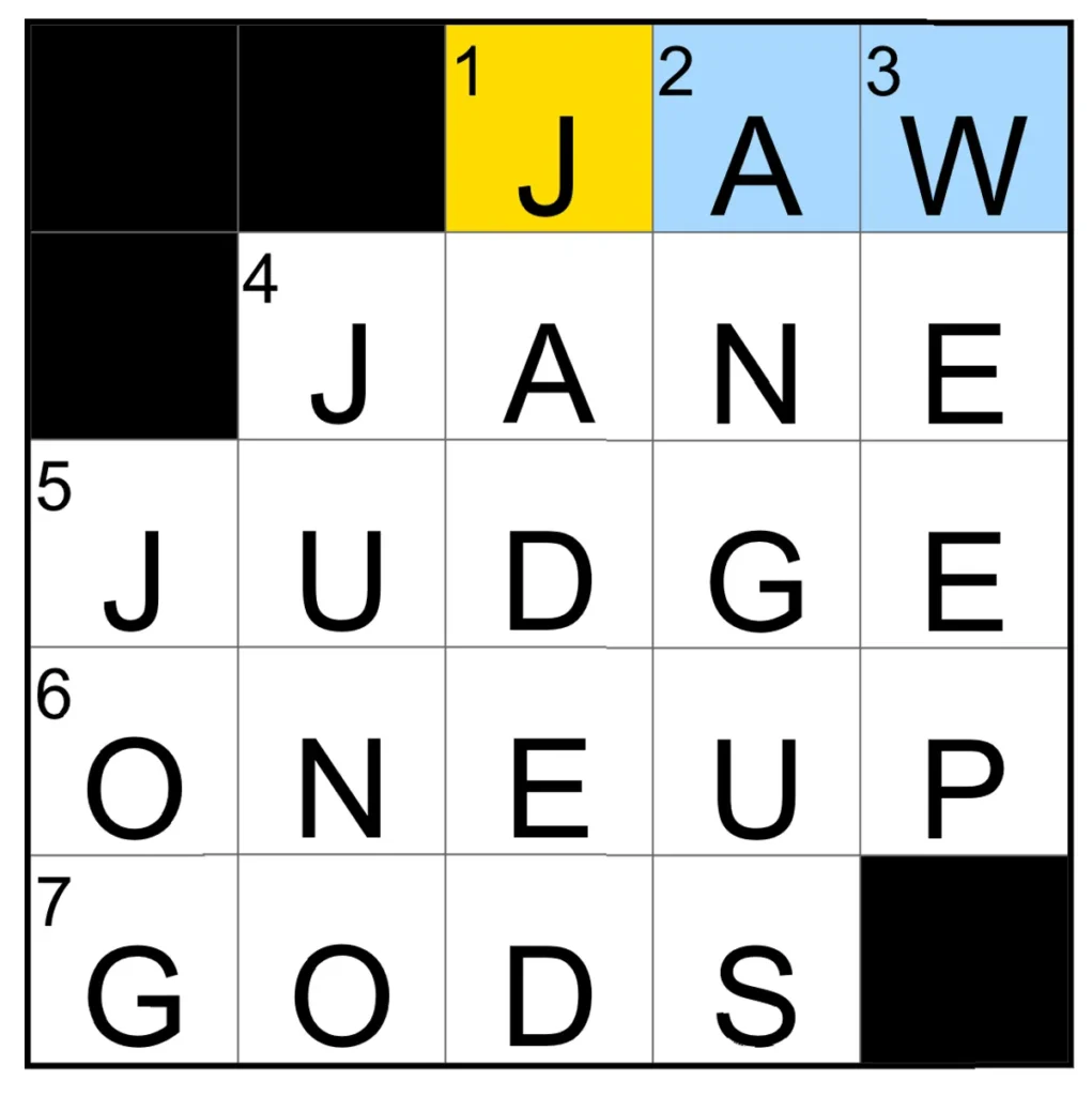 The completed NYT Mini Crossword puzzle .