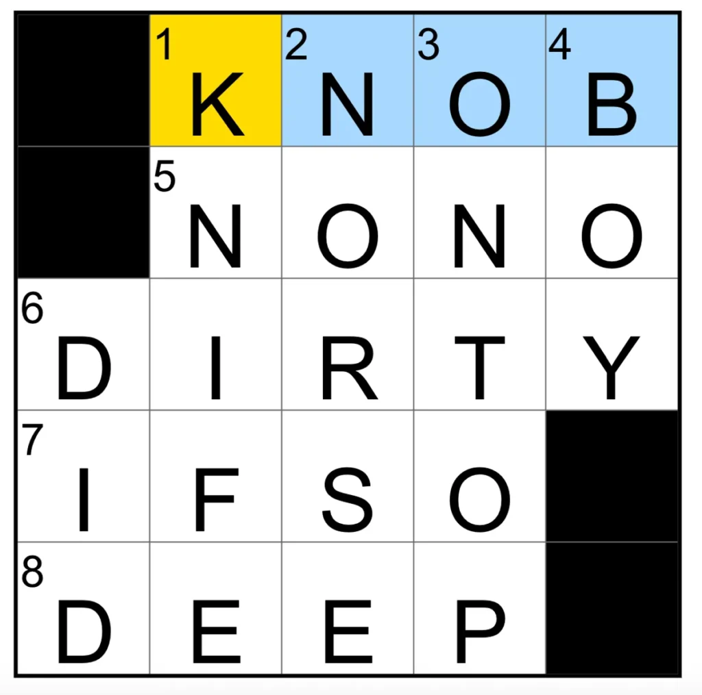 🧩 The completed NYT Mini Crossword.
