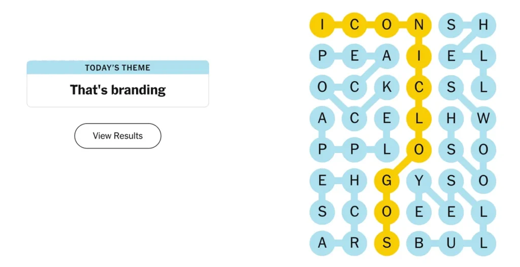 NYT Strands 587 ICONICLOGOS spangram October 11, 2025.