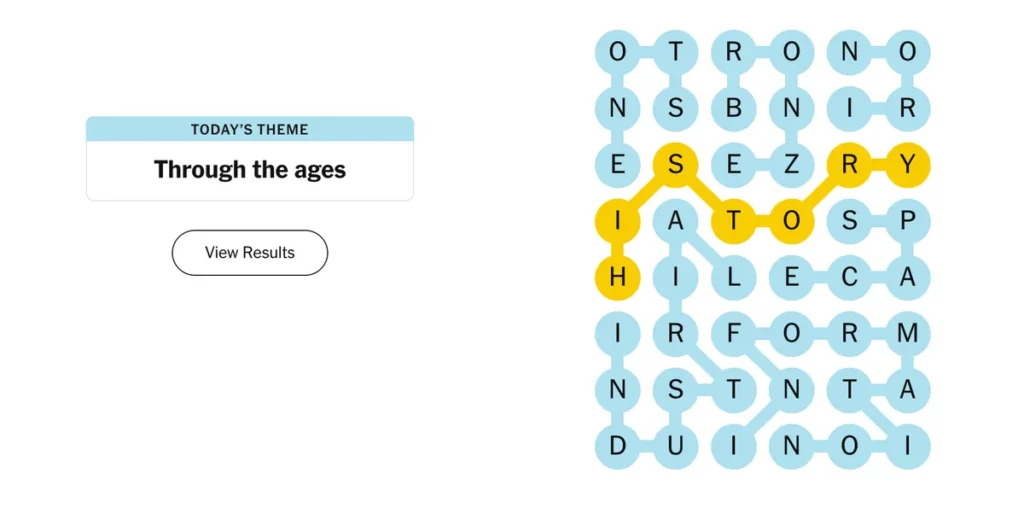 The completed NYT Strands puzzle.