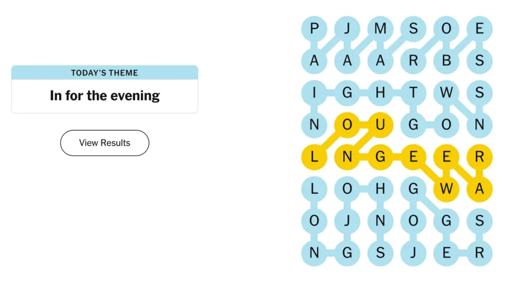The completed NYT Strands puzzle.