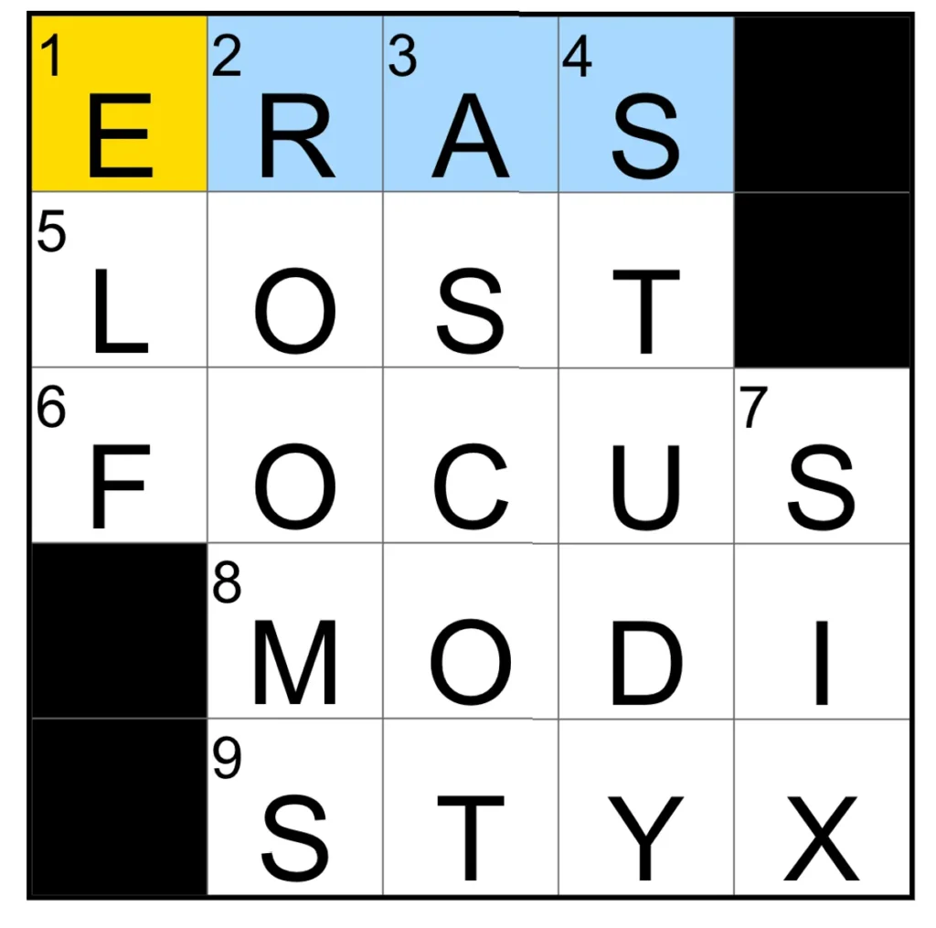 The completed NYT Mini Crossword puzzle for Nov. 17, 2025.