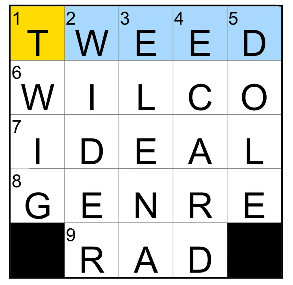 The completed NYT Mini Crossword puzzle for Nov. 18, 2025.
