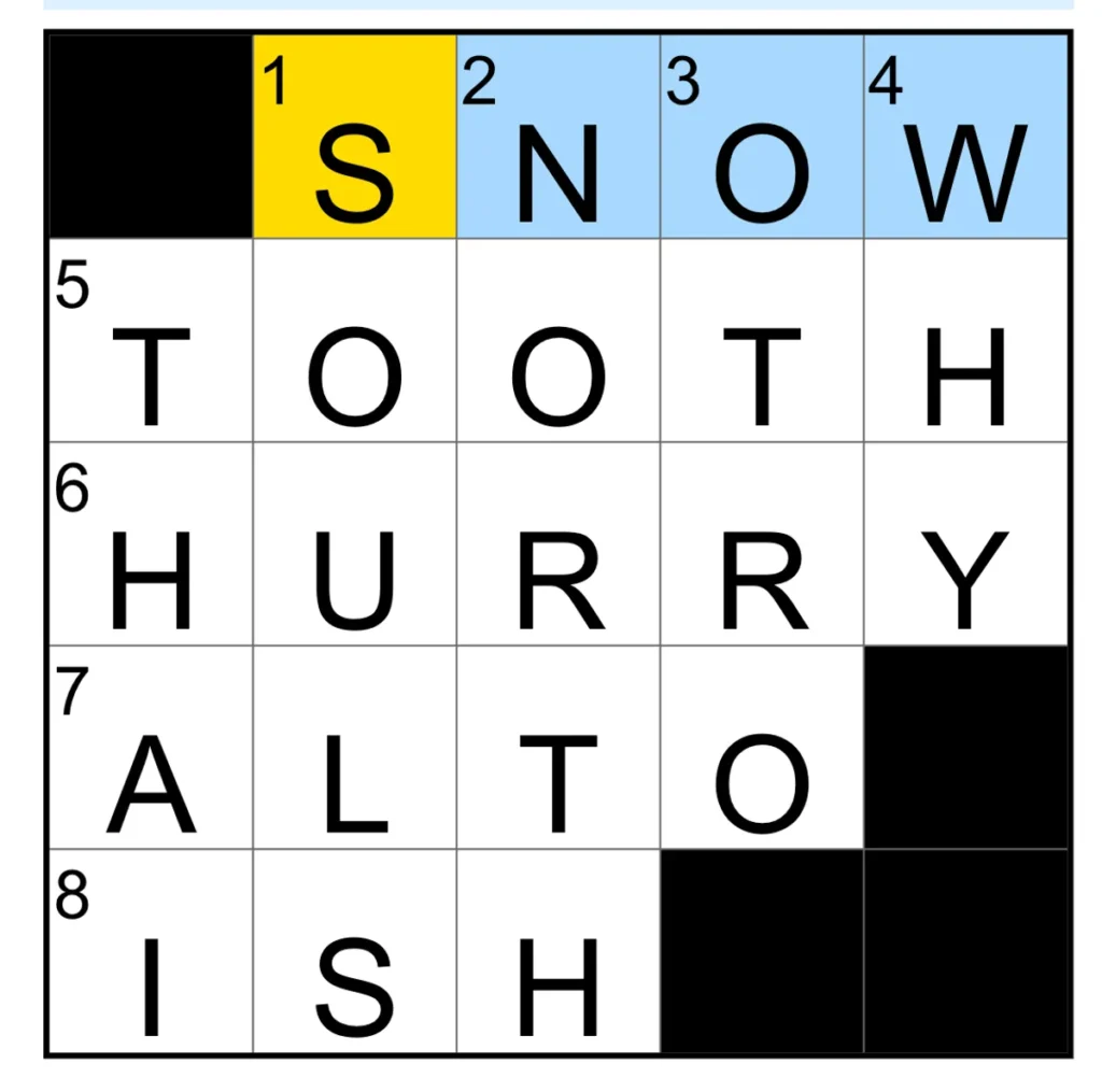 The completed NYT Mini Crossword puzzle for Nov. 19, 2025.