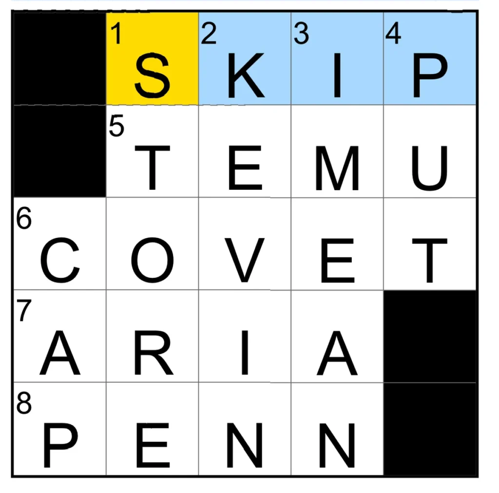 The completed NYT Mini Crossword puzzle for Nov. 20, 2025.
