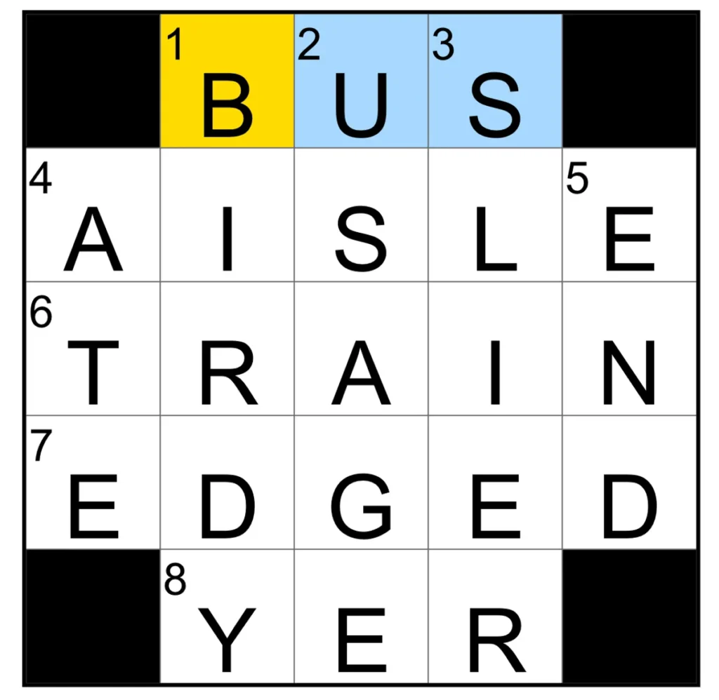 The completed NYT Mini Crossword puzzle for Nov. 26, 2025.