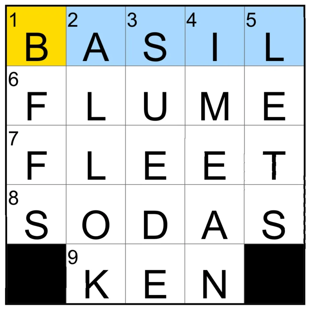 The completed NYT Mini Crossword puzzle for Nov. 5, 2025.
