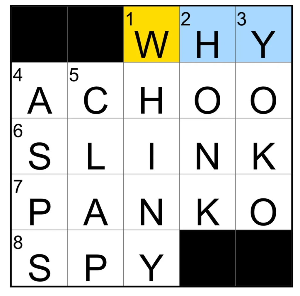 The completed NYT Mini Crossword puzzle for Nov. 7, 2025.