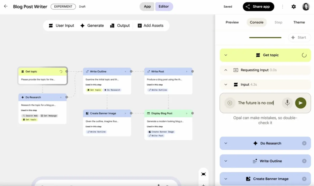 Google Opal AI: The No-Code App Builder Now Available