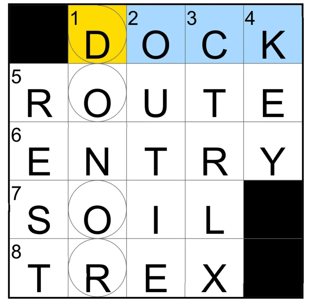 The completed NYT Mini Crossword puzzle for Nov. 12, 2025.