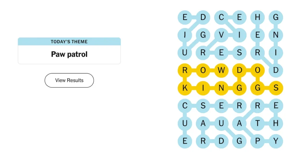The completed NYT Strands puzzle for Nov. 17, 2025.