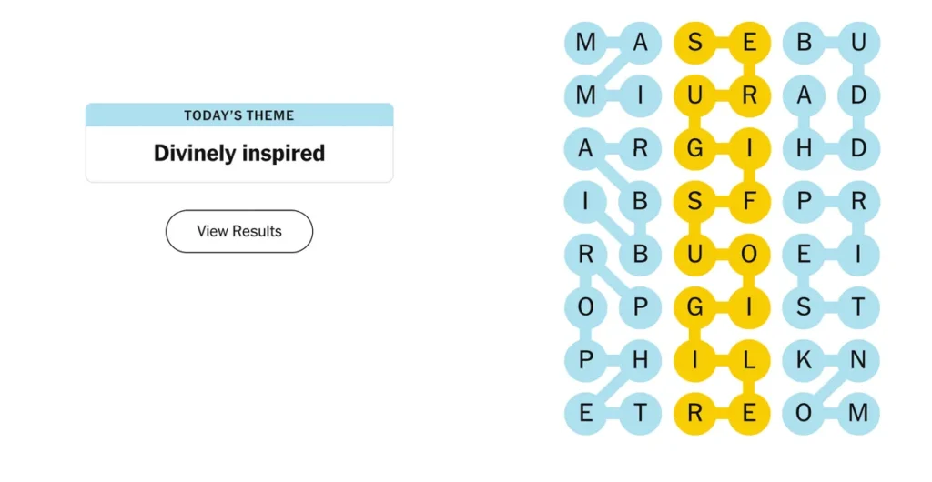 The completed NYT Strands puzzle for Nov. 19, 2025.