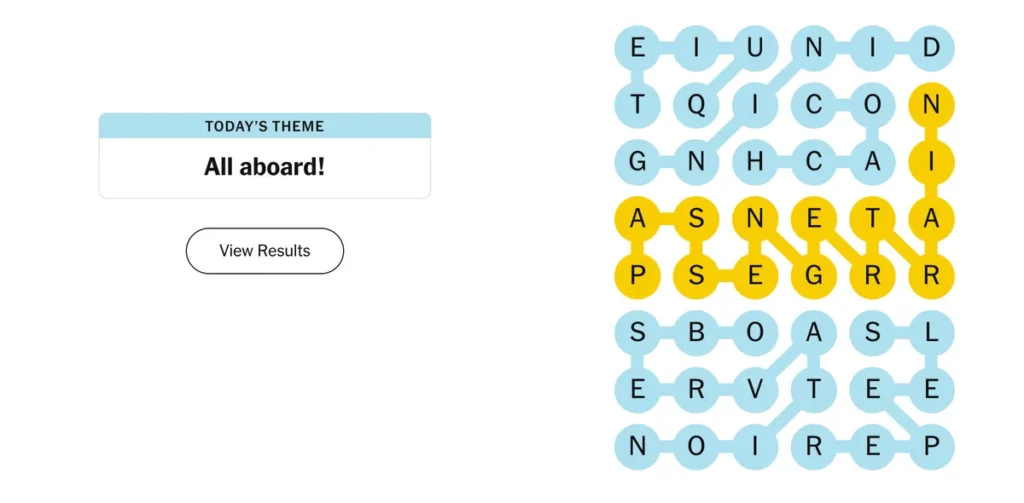 The completed NYT Strands puzzle for Nov. 26, 2025.