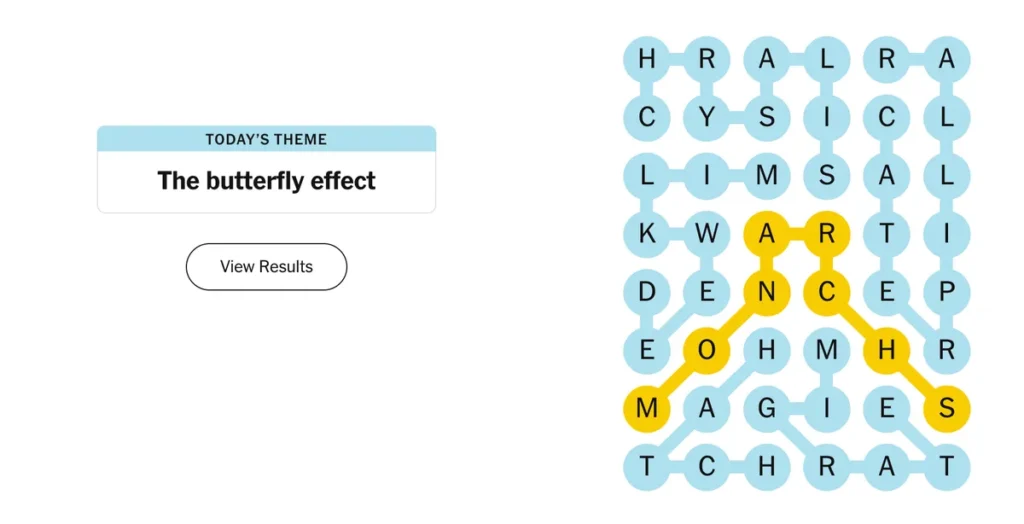 The completed NYT Strands puzzle for Nov. 5, 2025.