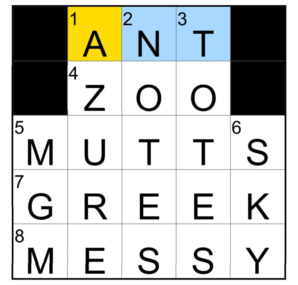 The completed NYT Mini Crossword puzzle for Dec. 12, 2025.