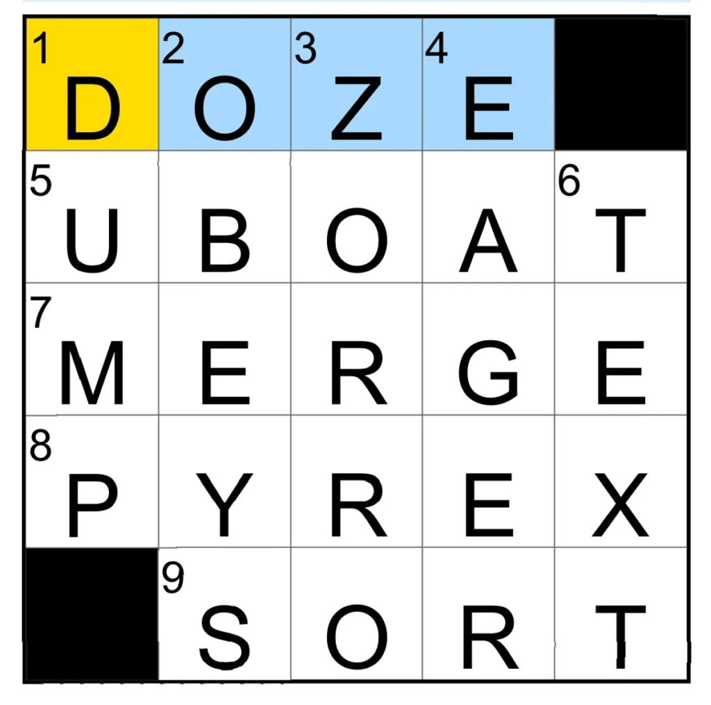 The completed NYT Mini Crossword puzzle for Dec. 17, 2025.