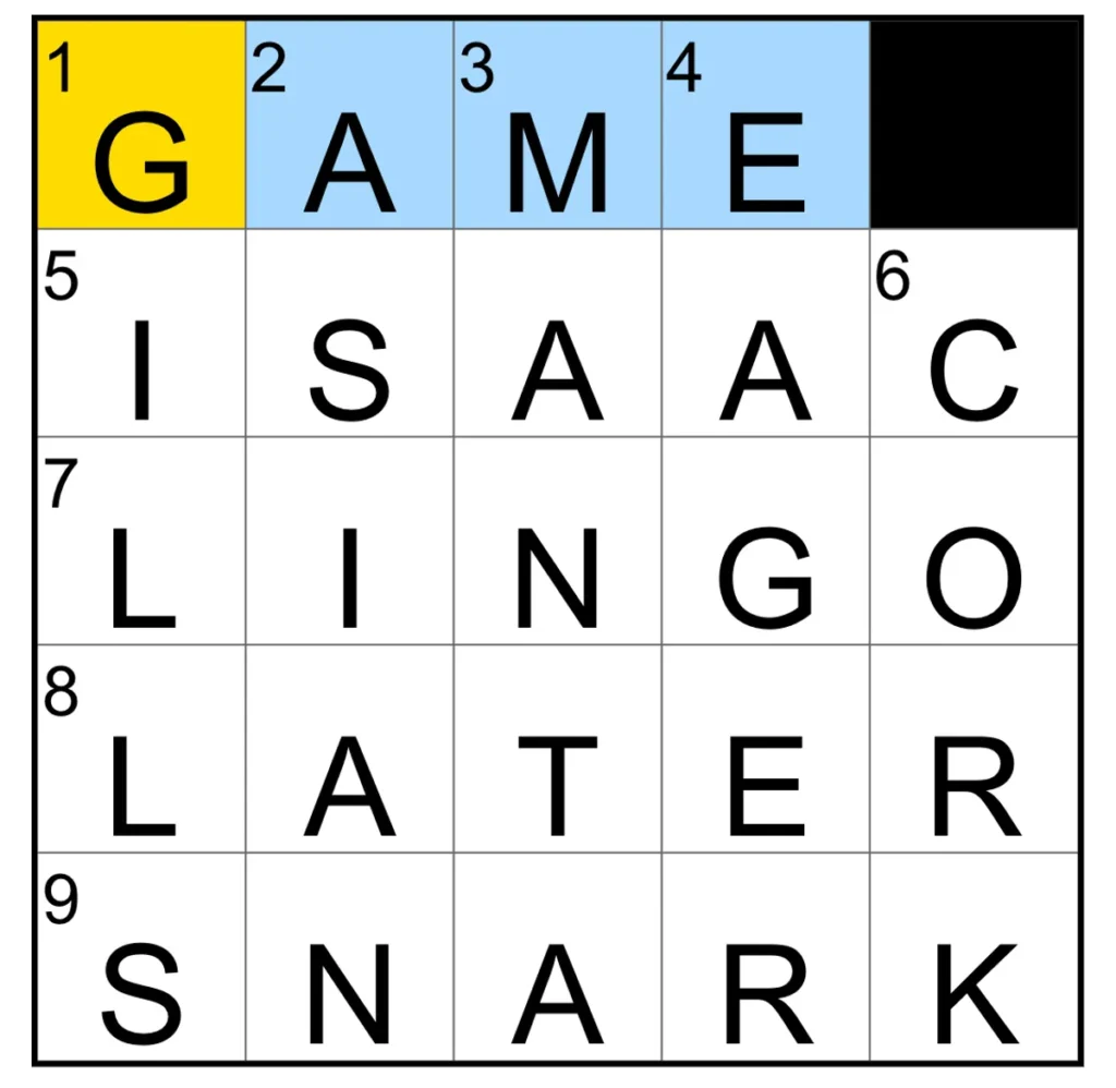 The completed NYT Mini Crossword puzzle for Dec. 24, 2025.