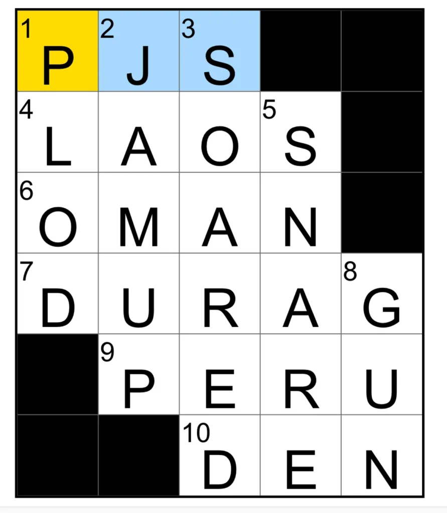 The completed NYT Mini Crossword puzzle for Dec. 28, 2025.
