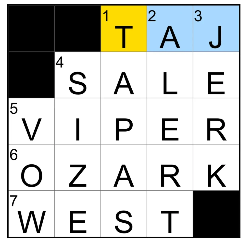 The completed NYT Mini Crossword puzzle for Dec. 8, 2025.