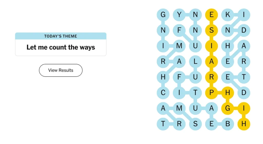 The completed NYT Strands puzzle for Dec. 16, 2025.