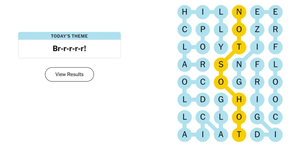 The completed NYT Strands puzzle for Dec. 23, 2025.