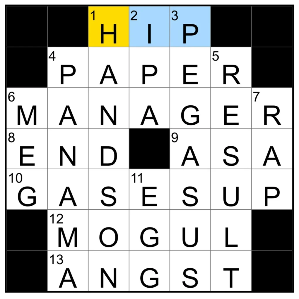 The completed NYT Mini Crossword puzzle for Dec. 27, 2025.