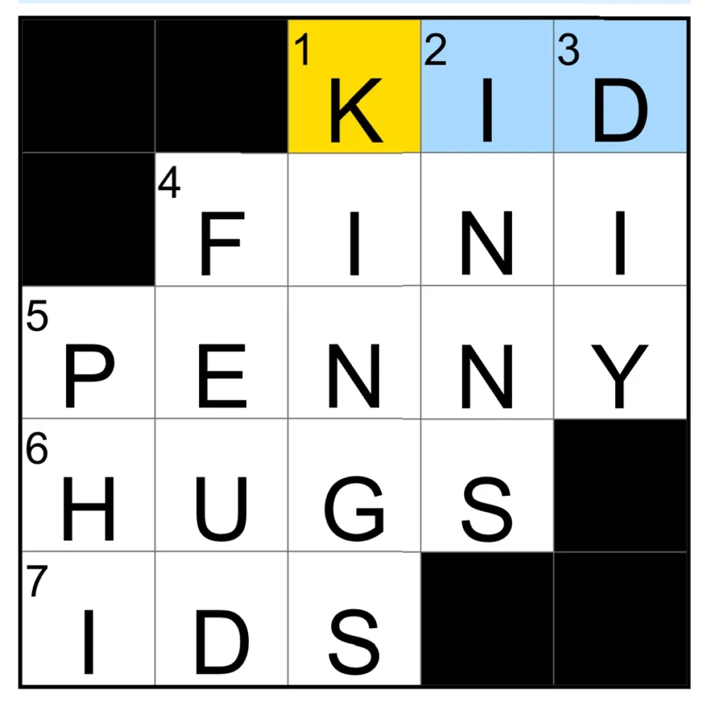 The completed NYT Mini Crossword puzzle for Dec. 31, 2025.

