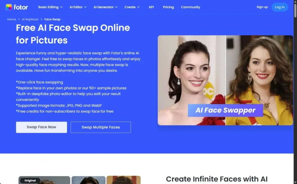 5. Fotor AI Face Swap — Best Free Option