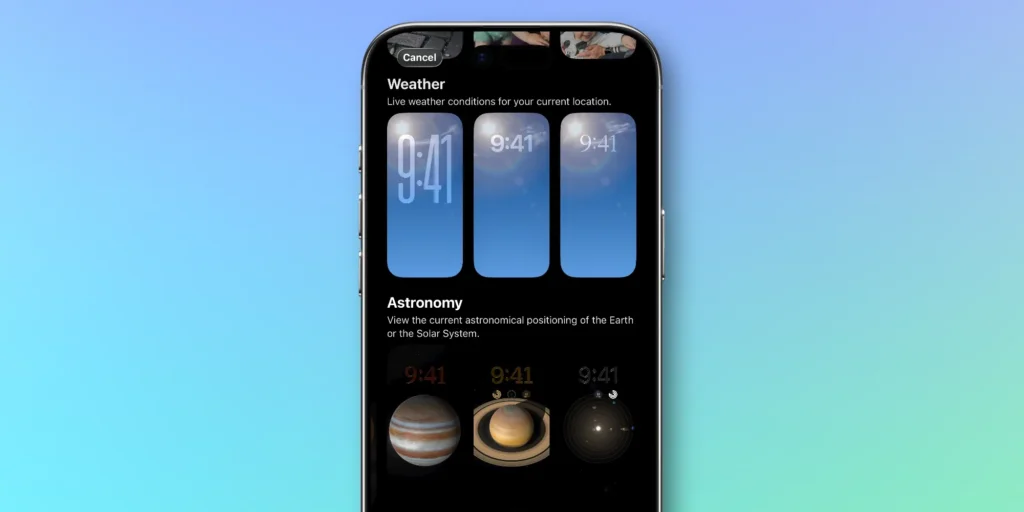 🌦️ Wallpaper Menu Changes