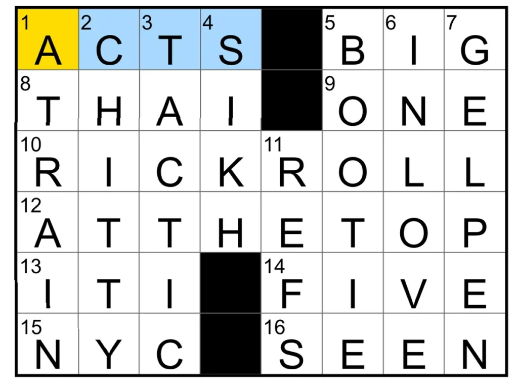 The completed NYT Mini Crossword puzzle for Jan. 10, 2026.