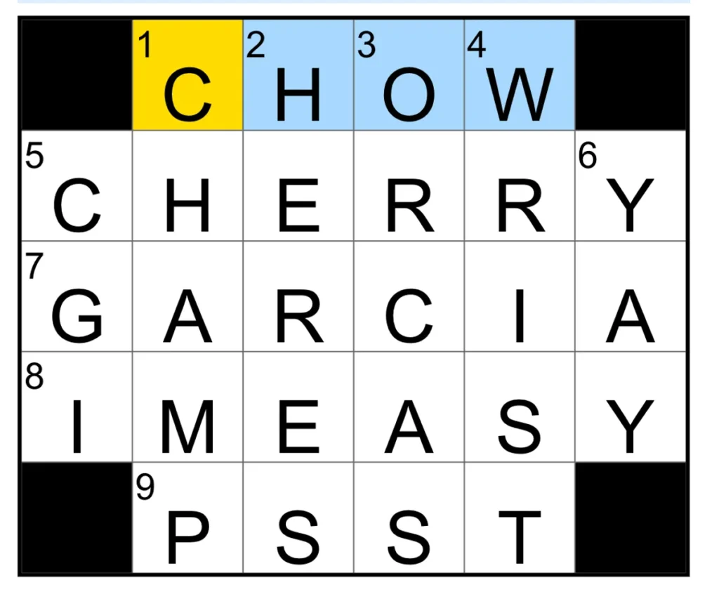 The completed NYT Mini Crossword puzzle for Jan. 22, 2026.