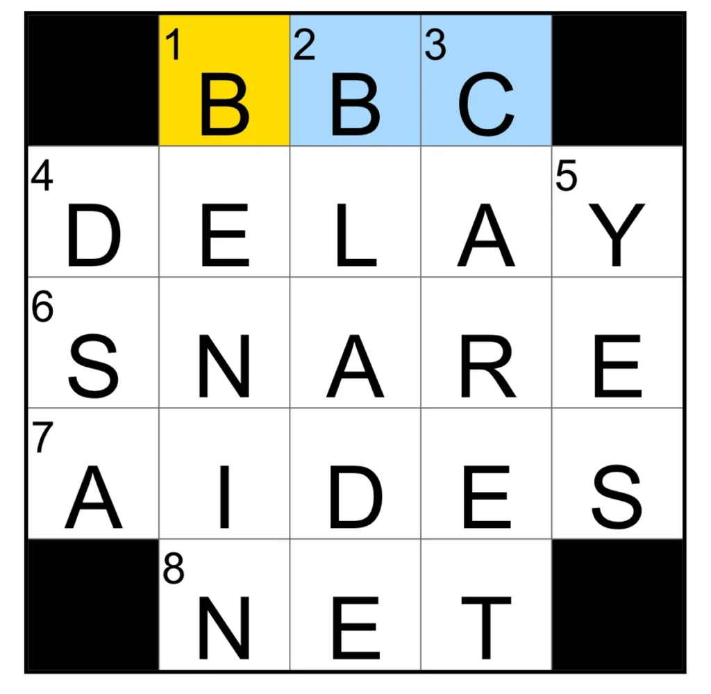 The completed NYT Mini Crossword puzzle for Jan. 30, 2026.