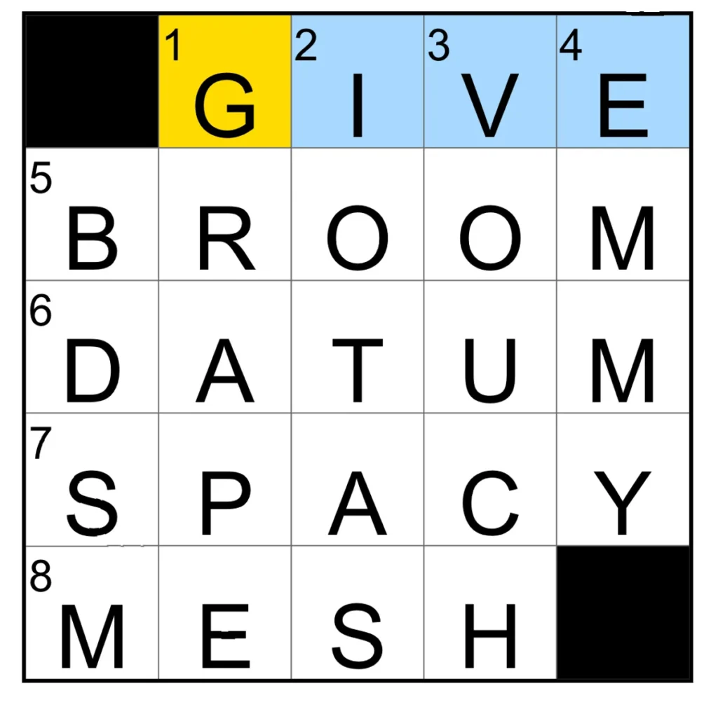 The completed NYT Mini Crossword puzzle for Jan. 8, 2026.