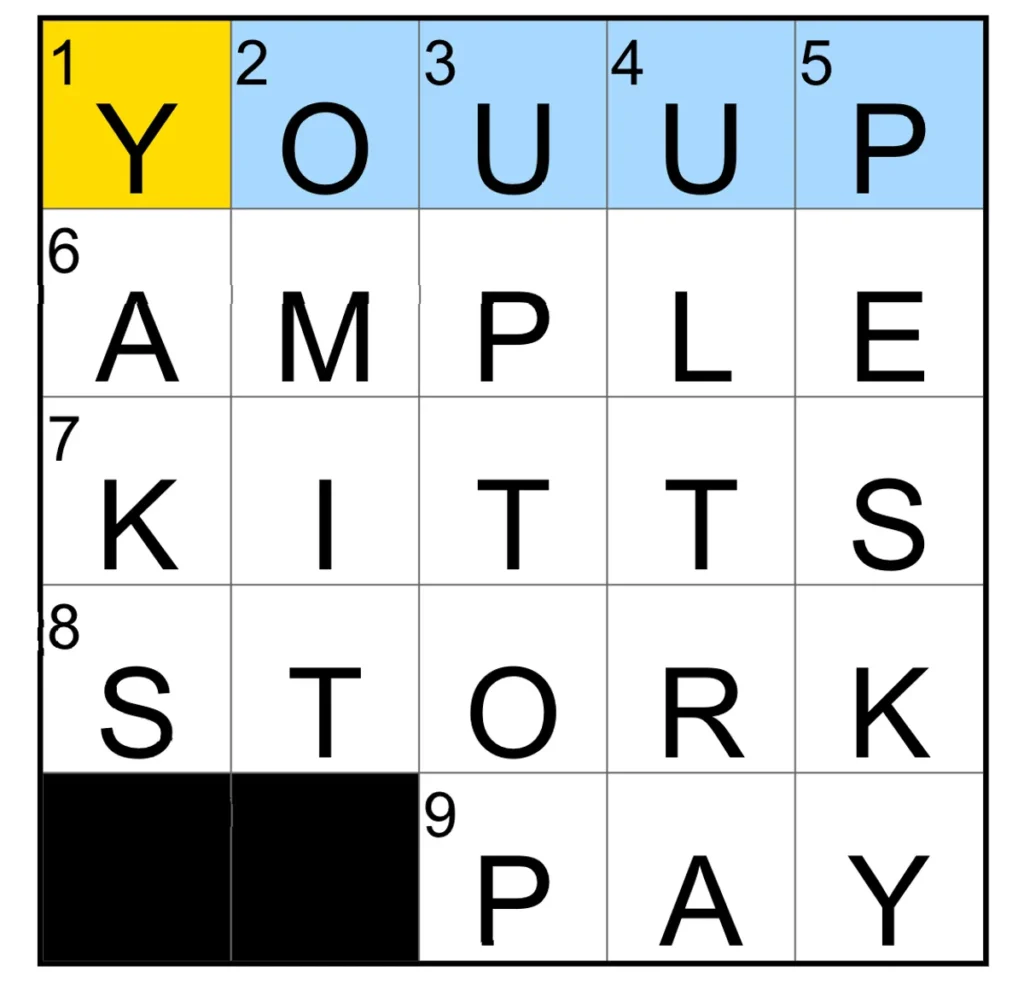 The completed NYT Mini Crossword puzzle for Jan. 9, 2026.
