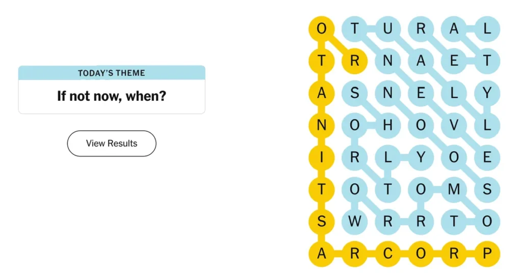 The completed NYT Strands puzzle for Jan. 10, 2026.