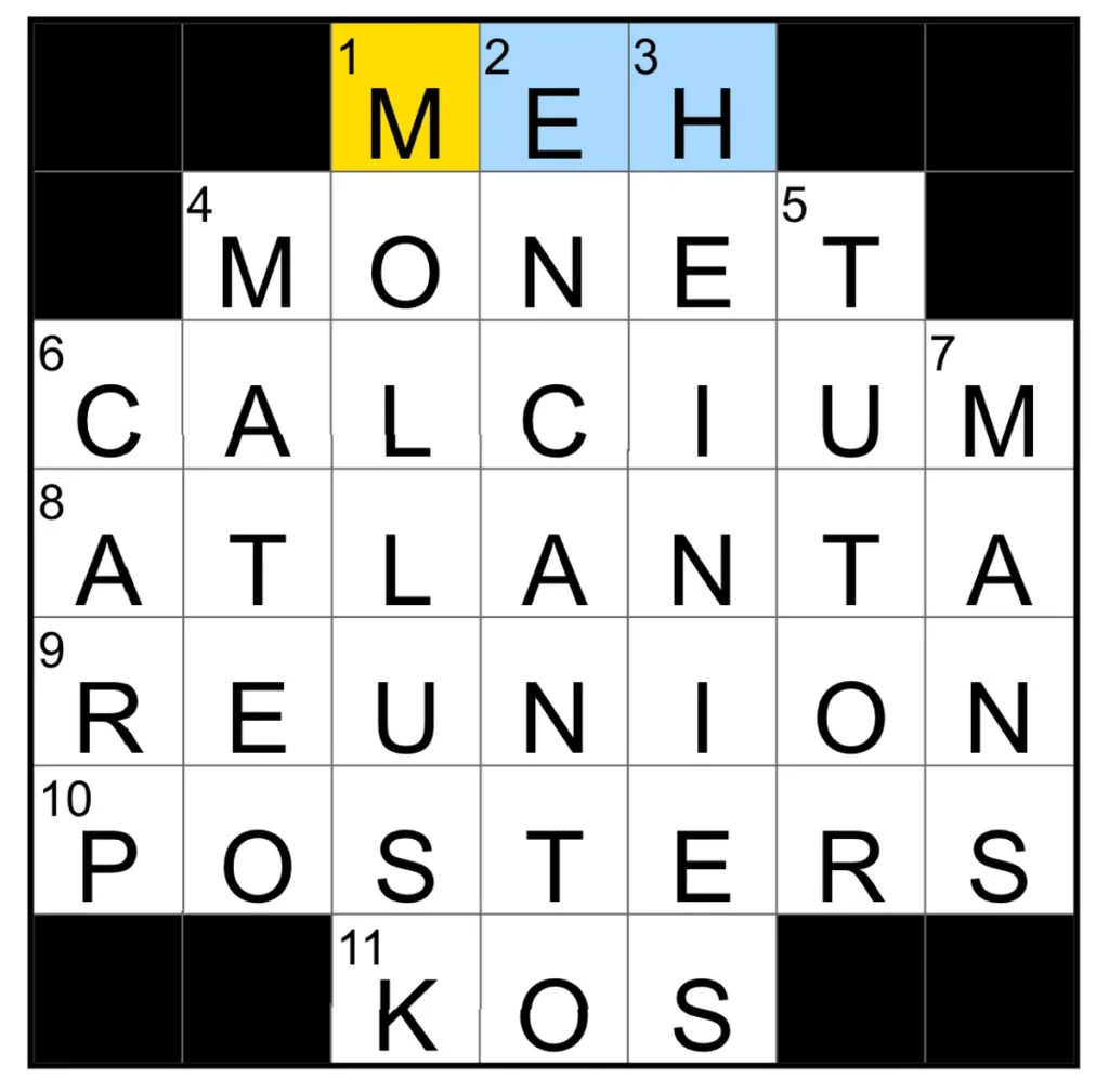 The completed NYT Mini Crossword puzzle for Jan. 17, 2026.