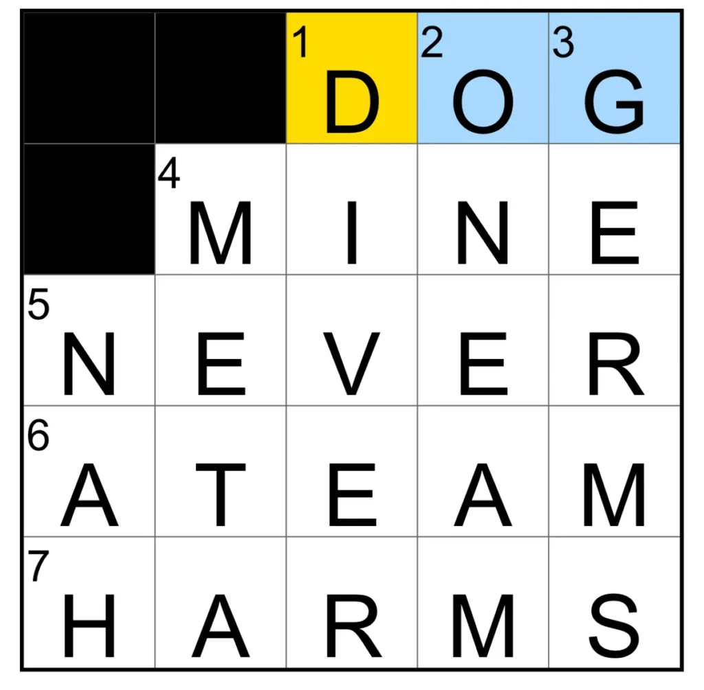 The completed NYT Mini Crossword puzzle for Jan. 1, 2026.