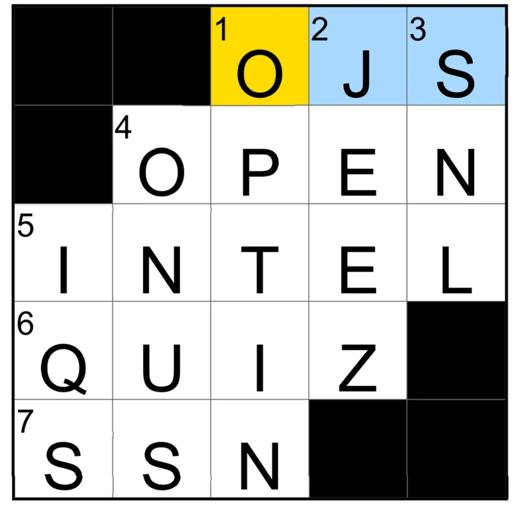 The completed NYT Mini Crossword puzzle for Jan. 25, 2026.