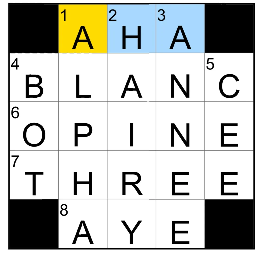 The completed NYT Mini Crossword puzzle for Monday, Jan. 5, 2026.