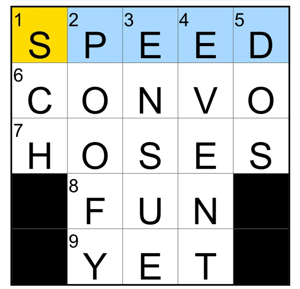 The completed NYT Mini Crossword puzzle for Feb. 16, 2026.