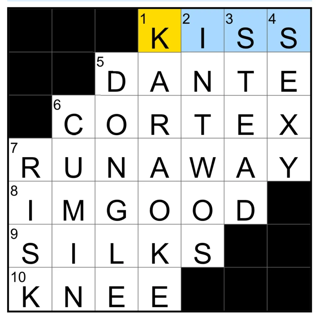 The completed NYT Mini Crossword puzzle for Feb. 7, 2026.