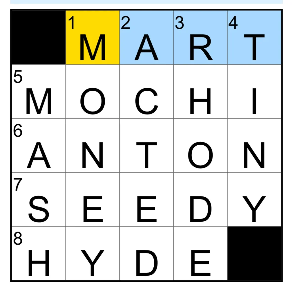 The completed NYT Mini Crossword puzzle for Feb. 1, 2026.