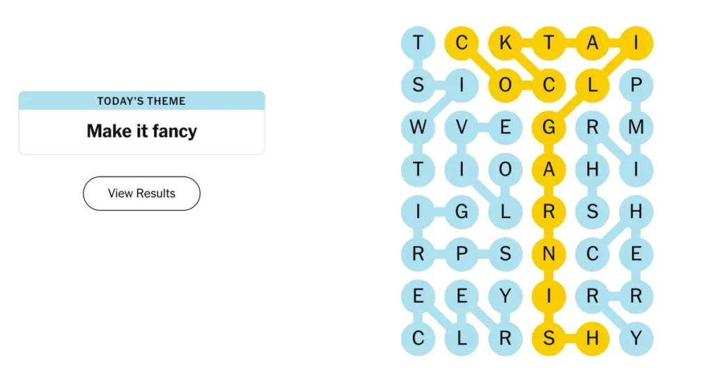 The completed NYT Strands puzzle for Feb. 8, 2026.