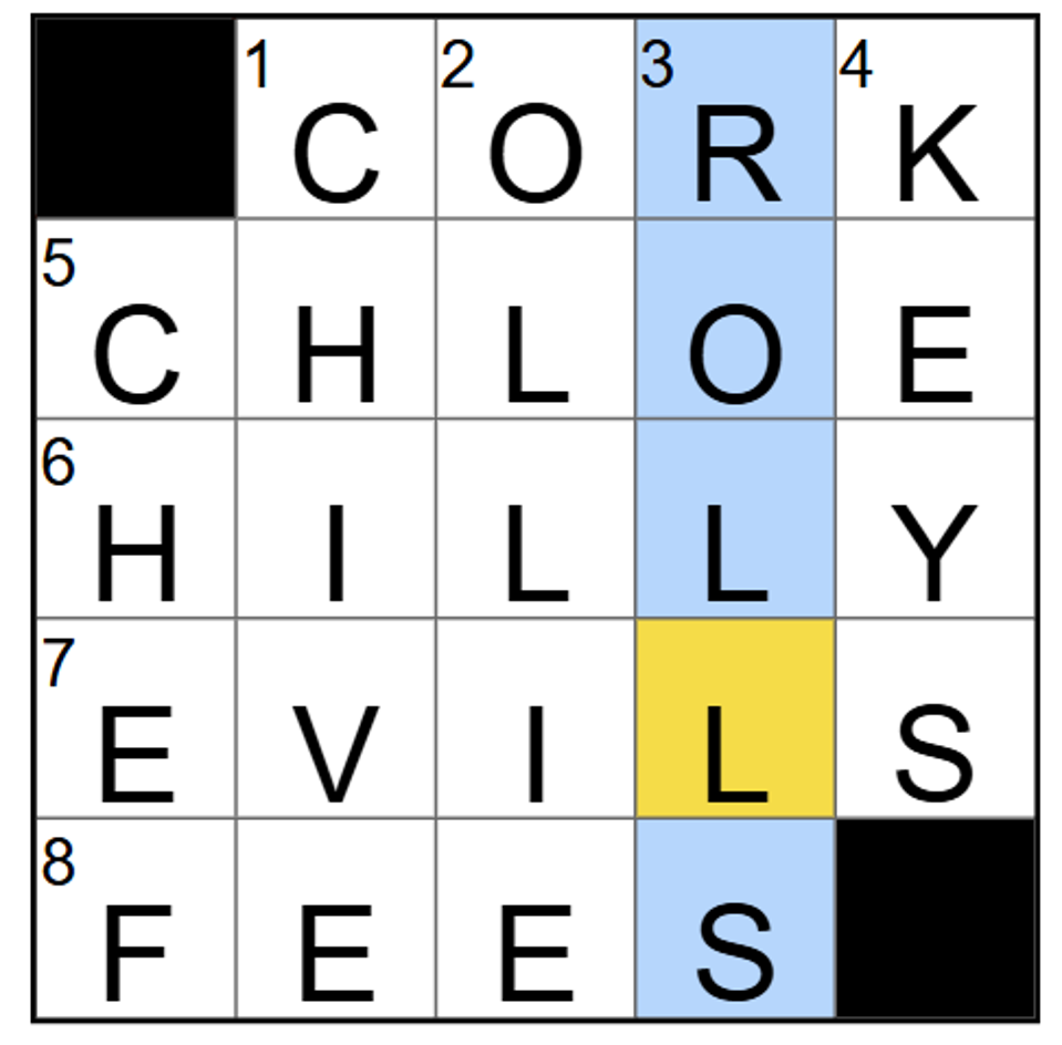 Completed New York Times Mini crossword for Monday, February 9