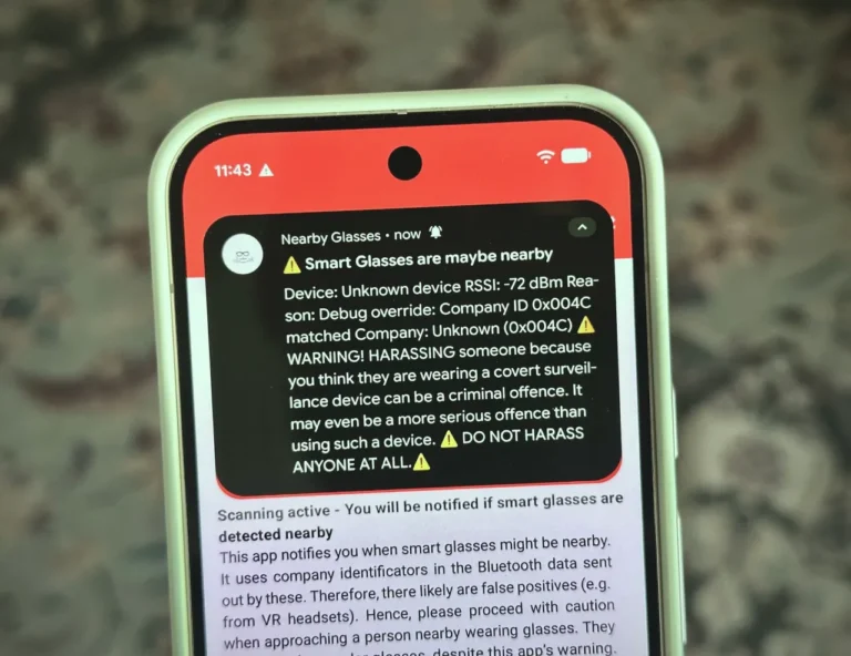 Nearby Glasses App Detects Smart Glasses